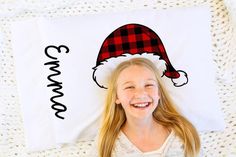 Christmas pillowcase stocking stuffer. Hi and thanks for looking at my pillowcasess! These pillowcases are printed on and colors and fonts can be change. The text is printed direct so it wont have a feel or ever wash out. There are many fonts, and lettering options. Crib pillows are open ended the same as standard pillows. Toddler pillows have a zipper closure. For a more girlie pillow check out these:https://www.etsy.com/TheosLane/listing/628187052/daycare-pillow-girls-pillow-personalized?utm_s Kids Christmas Pillow Cases, Stocking Stuffers For Boys, Disney Princess Shirts, Stocking Stuffers For Girls, Christmas Eve Gift, Girls Pillows, Toddler Pillow, Stocking Stuffers For Kids, Cute Stockings