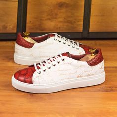 G59 Trainer Sneaker - Q by QS Luxury Burgundy Sneakers For Sports, Stencil Texture, Stencil Print, Custom Made Shoes, Crocodile Print, Shoe Tree, Leather Trainers, Trainer Sneakers, Shoes White