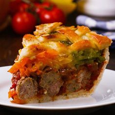 this meatball and vegetable stuffed meatball pie is the perfect meal for any family