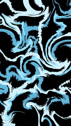 blue and white swirls on black background