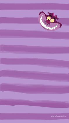 a cartoon cat peeking out from behind a purple striped wall