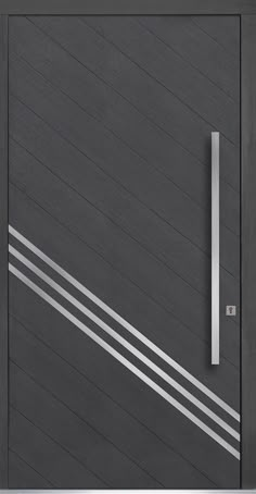 a modern door with two horizontal lines painted on the side and one line at the top