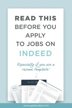 a white poster with the words read this before you apply to jobs on indeedd