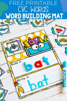 free printable cvc words word building mat