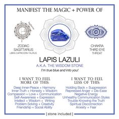 Manifest The Magic + Power of Your Crystal Lapis LazuliGot an issue? We've got a crystal for that!!!!Each 3 x 3 package comes with an informative crystal card and the attributes each stone possesses. You can feel MORE of something, and less of something else. The package also includes a small (but powerful) crystal to carry with you or pin to your vision board to stay mindful of your journey.You can keep it all together in the bag or carry the animal totem in your purse or pocket separately!Slip Crystal Healing Chart, Lapis Lazuli Crystal, Animal Totem, Spiritual Crystals, Magic Powers, Crystal Healing Stones, Crystal Magic