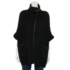 Layer on a fashionable look with this Women's LC Lauren Conrad Cable Knit Cape. Click on this WOMEN'S GUIDE to find the perfect fit and more! How do you accessorize? Check out our ACCESSORIES GUIDE for essential tips to elevate your style with must-have accessories.FEATURES Buckle closure Heavyweight Arm openingsFIT & SIZING One size fits mostFABRIC & CARE Polyester, acrylic spandex Hand wash Imported Color: Black. Gender: female. Age Group: adult. Black Cable Knit Outerwear For Work, Oversized Knit Winter Cape, Black Knitted One-size Poncho, Cozy Black Cape Poncho, Black Knit One-size Poncho, Cozy Black One-size Shawl, Lauren Conrad Collection, Knitted Cape, Lc Lauren Conrad