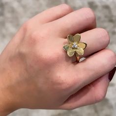 14k GOLD .05 CT GENUINE DIAMONDS Flower Ring, Gold Diamond, Heart Ring, Diamonds, Stud Earrings, Ring, Yellow, Flowers, Gold