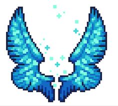 an image of a pixelated blue bird with its wings spread out in the air