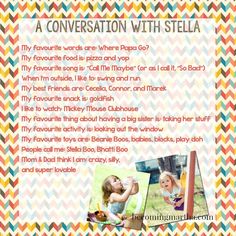 a conversation with stella about her favorite foods