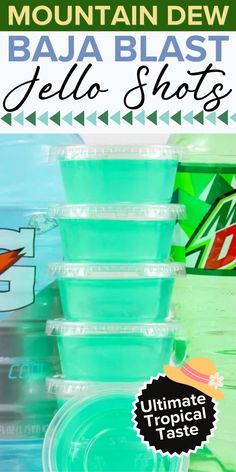 baja blast jello shots stacked Tiffany Blue Jello Shots, Teal Jello Shots, Unflavored Gelatin Jello Shots, Teal Snacks For Color Party, Baja Blast Jello Shots, Green Jello Shots, Frat Wedding, Syringe Jello Shots, Best Jello Shot Recipes