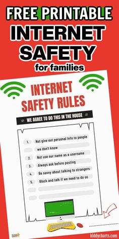 the internet safety rules for children and adults are shown in this graphic file, which includes instructions on how to use it