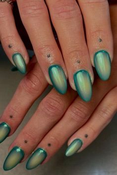 Green Pisces nails Pisces Constellation Nail Art, Pisces Nail Ideas, Pisces Inspired Nails, Pices Zodiac Nails, May Nails Ideas 2024, Nails Pisces, Pisces Nail Art, Pisces Nails Designs, Aries Nails