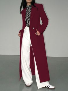 DETAILS
Composition: 95% Polyester, 5% Elastane
Design: Plain, Split
Style: Elegant
Thickness: Regular
Material: Woven Fabric
Sleeve Length: Long Sleeve
Occasion: Party, Work Burgundy Coat, Winter Outfits Christmas, Fit Clothes, Outfits Streetwear, Eve Outfit, Fits Clothes, New Years Eve Outfits, Long Midi Dress, Outerwear Outfit