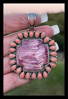 NAVAJO ~LARGE ~PURPLE SPINY~PEACH CORAL~SS~PLUS ~PENDANT ~BERNITA BEGAY | eBay Southwestern Style Purple Jewelry For Gift, Purple Southwestern Jewelry For Gifts, Purple Southwestern Style Jewelry For Gift, Purple Southwestern Jewelry For Gift, Southwestern Style Pink Jewelry Gift, Handmade Pink Southwestern Jewelry, Beautiful Pendants, Southwest Jewelry, Navajo Jewelry