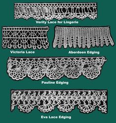 four different types of crochet lace