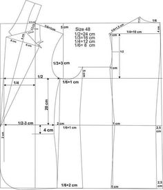 the sewing pattern is shown with measurements