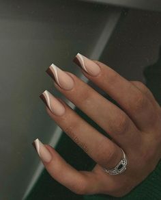 Ongles Beiges, Subtle Nails, Beige Nails, Fall Acrylic Nails