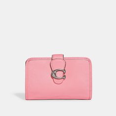 COACH® | Tabby Medium Wallet Classic Pink Compact Wallet, Classic Compact Pink Wallet, Classic Bifold Coin Purse With Card Slots, Classic Bifold Coin Purse With Rfid Blocking, Classic Pink Wallet With Card Slots, Classic Pink Wallets With Card Slots, Bifold Coin Purse With Snap Closure, Classic Pink Wallet For Formal Occasions, Formal Pink Bifold Wallet