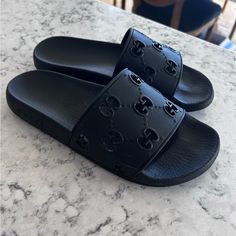 Gucci Slides In Good Condition. Size 8.5. Im Usually 8.5 And These Fit Great True To Size. Black Color. Retail $450. Black Gucci Slides, Gucci Slides, Shoes Gucci, Gucci Black, Gucci Shoes, Black Color, Slides, Slippers, Gucci