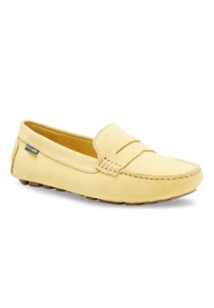 For effortless style, slip into the Patricia driving moc loafer, every outfit's perfect mate. A comfort insole supports and conforms to the curves of your foot. Rubber driving moc outsole for great comfort, slip resistance and durability.Leather UpperUnlined LiningRubber OutsoleSlip-On available in sizes 6-10, 11M | Women's Patricia Slip-On by Eastland in Yellow (Size 7 M) Eastland Shoes, Loafers Online, Sweater Collection, Woman Within, Leather Shops, Yellow And Brown, Loafers For Women, Leather Loafers, New Shoes