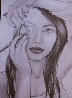 ILLUSN.com: What if that's really possible! - This is a sketch drawn very creatively - it shows a girl who is drawing herself.... nice illusion art Charcoal Ideas, Creativity Drawing, Easy Pencil Drawings, Art Eyes, Artwork Ideas, Pencil Sketches