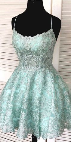 Auby Outfit Spaghetti-straps Mint Green Short Lace Backless Homecoming Dresses Backless Homecoming Dresses, Modest Formal Dresses, Square Fabric, Green Homecoming Dresses, Short Homecoming Dresses, Formal Dresses For Teens, Mini Homecoming Dresses, Short Prom Dresses, School Dresses