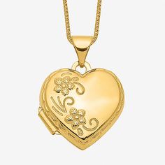 Features: Quick ShipJewelry Closure: Spring Ring ClaspLink Construction: SolidShape: HeartMetal Color: YellowChain Length: 18 InchChain Width: .5 MillimetersPendant Length: 21mmPendant Width: 16mmMetal: 14k GoldChain Construction: BoxCare: Wipe CleanNecklace Type: Locket NecklacesCountry of Origin: Imported Fine Jewelry Heart-shaped Locket, Fine Jewelry Heart Locket, Fine Heart-shaped Locket Jewelry, Valentine's Day Fine Jewelry Locket, Gold Heart Jewelry Stamped 14k, 14k Gold Heart-shaped Jewelry, Gold Heart Necklace Stamped 14k For Wedding, Gold 14k Stamped Locket Necklace For Anniversary, 14k Gold Heart Locket Jewelry