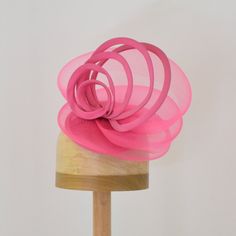 Pink Fascinator 'Sydney' Sinamay and Horsehair Hat with Loops,  Hat Art By Cathy Hat Inspiration, Hat Art, Pink Fascinator, Feather Hat, Snap Clips, Fascinator Hats, Derby Hats, Horse Hair, Color Samples