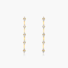 14K Yellow Gold Luminance Lab Created Diamond Drop Earrings. Curate your collection of classic accessories with these eye-catching drop earrings. Fashioned in 14K yellow gold,each drop features an elongated bar lined with lab created diamonds. Lab-created diamonds and a brilliant buffed luster, these earrings secure with push backs. Classic Yellow Gold Chandelier Earrings, Luxury Gold Linear Earrings With Prong Setting, Gold Linear Earrings With Prong Setting, Gold Linear Earrings With Prong Setting For Formal Events, Gold Linear Earrings With Prong Setting For Formal Occasions, Classic Yellow Gold Drop Chandelier Earrings, Classic Gold Linear Earrings With Diamond Accents, Classic Gold Diamond Linear Earrings, Yellow Gold Dangle Earrings For Everyday