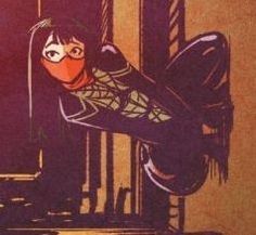 an animated image of a woman hanging upside down