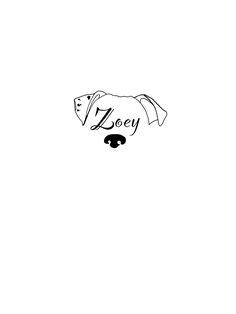 a black and white drawing of a dog with the word zoo on it