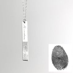 Make a memory last by customizing it with your loved ones fingerprint and/or handwriting. Keep that special one close to you at all times. Front and back can be engraved as well if you have more than one fingerprint you want to use. We can engrave a name next to the fingerprint if you want. Please make sure to leave us a note with the name and font to be used on the notes section. This engraved bar would make the perfect gift for Mother's Day, St. Valentine's Day, Christmas, Birthdays, Anniversa Fingerprint Memorial, Meaningful Christmas Gifts, How To Clean Gold, Meaningful Christmas, Fingerprint Necklace, Clean Gold Jewelry, One Finger, Finger Print, Picture Gifts