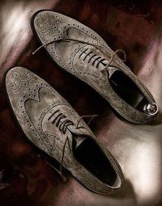 Gentleman Shoes, Vintage Man, Suede Oxfords, Bespoke Shoes, Brogue Shoes, Grey Suede, Leather Shoes Men, Sneakers Men Fashion, Mens Fashion Shoes