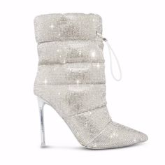 STEVE MADDEN CLOAK Women's Heeled Ankle Dress Boots -New with Box -Brand: STEVE MADDEN -Color: Silver Rhinestone -Size: 6M -Upper Material: Glass/PU -Lining: Fabric -Heel Height: 4 Inch -Shaft Height: 5.5 Inch -Shaft Circumference: 14 Inch -Stiletto Heels -Pointed Toe -Pull On Closure -Made in China Dress Booties, Steve Madden Store, Steve Madden Boots, Rhinestone Embellishments, Cold Weather Outfits, 4 Inch Heels, Suede Heels, Cloak, Steve Madden Shoes