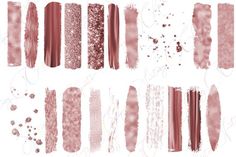 the different shades of lipstick are shown in pink and red tones, including one with gold glitter