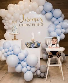 Birthday And Dedication Decoration, Baby Dedication Decorations, Dedication Decorations Ideas, Christening Backdrop Boy, Simple Christening Decorations, Baby Boy Dedication Party Ideas, Baby Boy Christening Theme, Baptism Boy Theme, Christening Balloon Decorations