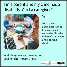 I’m a parent and my child has a disability. Am I a family caregiver? Yes! You may be eligible for free or low-cost respite—short breaks to benefit both you and your child. For information on available programs, go to https://www.lifespanrespitewa.org/respite/children-youth/.

Thank you @pave_empowers for sharing! Family Caregiver, Caregiver, Low Cost, A Family, Parenting, For Free, Thank You