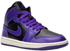 Purple Lace-up High-top Sneakers For Streetwear, Jordan 1 Mid Purple, Purple Sneakers, Jordan 1 Mid, Sneakers Black, Jordan 1, Jordan, Great Deals, Collage