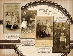 an old fashioned photo with some pictures and words in the middle, including children's photos