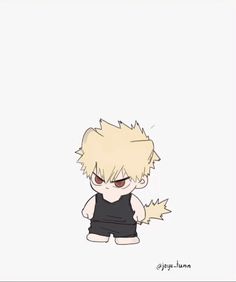 an anime character with blonde hair and black shorts, standing in front of a white background