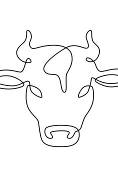 a cow's head is shown in the shape of a line art style, with horns