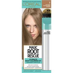 L'Oreal Paris Magic Root Rescue Permanent Hair Color, 7 Dark Blonde, Rescue your roots in between colorings. This 10-minute permanent hair color root touch-up is a low ammonia color gel with built-in conditioning and an aromatic scent. Magic Root Rescue is recommended to cover gray hair for root regrowth of fewer than three weeks. Its quick precision applicator makes touching up roots fast and easy. No uneven touch-ups, just seamless, beautiful color from root to tip. The Root Rescue hair dye ki Cover Gray Hair, Medium Ash Brown, Medium Golden Brown, Grey Hair Coverage, Light Ash Brown, Root Color, Covering Gray Hair, Root Touch Up, Gray Coverage