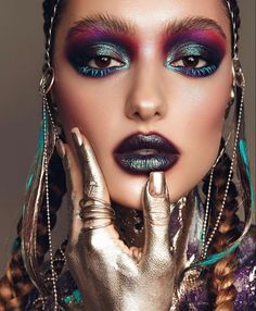 Glam Rock Makeup, Rock Makeup, Boho Makeup, Metallic Makeup, Alternative Makeup, Dramatic Makeup