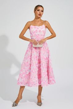 The Wendell Pink Flower Slip Dress exudes a chic and sensual charm that is perfect for both casual beach parties and sophisticated evening affairs. Its off-shoulder design and floral pattern highlight your feminine beauty, making it an ideal choice for vacations or romantic dates. Crafted with attention to detail, this dress is a must-have for any fashion-forward woman.  Dress Length: Approx 115cm Materials: Polyester Gentle Dry Clean Only  The model is 5 ft 7 and wears size S  Color may vary du Feminine Strapless Summer Midi Dress, Summer Party Midi Dress In Feminine Style, Summer Party Midi Dress With Feminine Style, Feminine Summer Midi Party Dress, Summer Floral Print Strapless Midi Dress, Floral Print Midi Dress For Summer Evenings, Floral Print Midi Dress For Evening In Summer, Sleeveless Floral Dress For Summer Evenings, Sleeveless Summer Evening Floral Dress