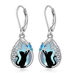 PRICES MAY VARY. 【GIFT FOR CAT LOVERS】The curious cat is trying to catch a butterfly! Looks like your furry friend playing with toys?Wearing these cat earrings to express your love to your lovely cat.Cat gifts for cat lovers for girls, women. 【GUARDIANSHIP AND LOVE】 Cats like to guard their masters faithfully. Cat earrings means” I always be with you and give you warmth at anytime”. Lovely cat earrings can express loyalty to lovers and friends. 【GOOD LUCK-black cat earrings】Black cats are believ Filigrana Jewelry, Celtic Butterfly, Butterfly Halloween, Black Cat Earrings, Butterfly Tree, Tree Of Life Earrings, Gifts For Cat Lovers, Painted Rocks Diy, Lovely Cat