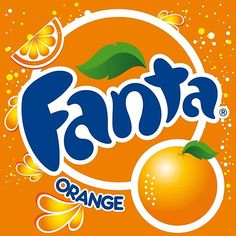 fanta orange logo on an orange background