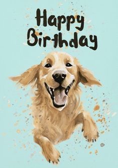 a happy birthday card with an image of a dog