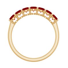 Product Details Impress her with the elegant simplicity of this 7 Stone Ring, made of solid gold and featuring seven round cut lab-created ruby set in a shared prong setting. Perfect for everyday wear or special occasions such as birthdays, anniversaries, and parties. Product Information SKU SHP-RINGS102023425 Width 3 mm Height 3 mm Weight 1.44 gm (Approximate) LAB CREATED RUBY INFORMATION No.of Stones 7 Pieces Total Weight 1.02 Carat (Approximate) Dimension(approx) Round-3X3 mm-7 Pcs Color Red Ruby Set, Half Eternity Ring, Signature Jewelry, 18k Yellow Gold Ring, Timeless Jewelry, Conflict Free Diamonds, Yellow Gold Rings, Eternity Ring, Free Jewelry