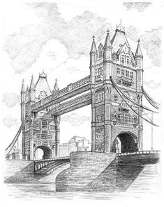 a drawing of the tower bridge in london