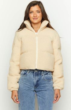 * Cream Teddy Puffer Jacket 
 * 
 
 * HOW TO STYLE: 
 * Keep cozy in the cooler weather in this snuggly teddy puffer jacket ()! This stylish jacket can be styled over any outfit, from a cute dress () to jeans and crop top (). 
 * 
 
 * FEATURES: 
 * Heavy weight 
 * Lined 
 * Collared 
 * Side pockets 
 * Front zip 
 * Standard Fit 
 * Fleece outer Teddy Puffer Jacket, Jeans And Crop Top, Crop Top With Jeans, Prom Midi Dress, Summer Playsuit, Semi Formal Dresses, Sweater Crop, Stylish Jackets, Strapless Tops